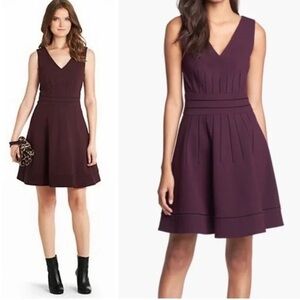 DVF Diane Von Furstenberg Georgette Ponte Sleeveless Fit & Flare Dress Purple